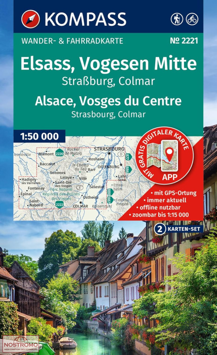 2221 ALSACE - VOSGES DU CENTRE | cartes de randonnée Kompass