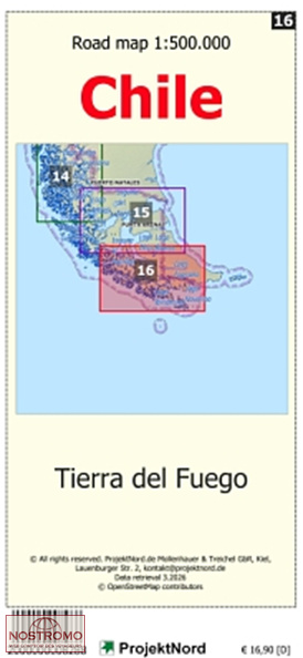 16 TIERRA DEL FUEGO | carte topographique Projektnord