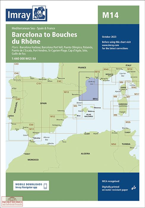 M14 DE BARCELONE AUX BOUCHES-DU-RHÔNE | carte marine Imray