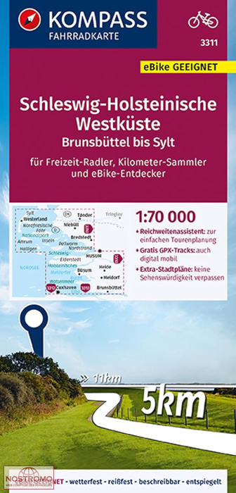 3311 SCHLESWIG-HOLSTEINISCHE WESTKÜSTE | Kompass cycling map