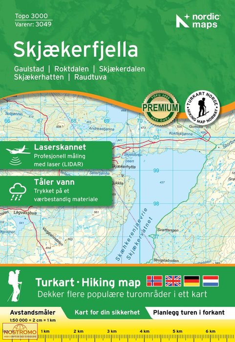 3049 SKJÆKERFJELLA | carte de randonnée Nordic Maps
