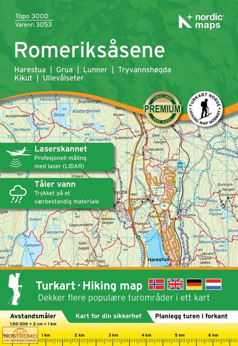 3053 ROMERIKSÅSENE | Nordic Maps hiking map