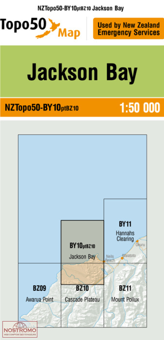 BY10PTBZ10 JACKSON BAY | carte topographique LINZ