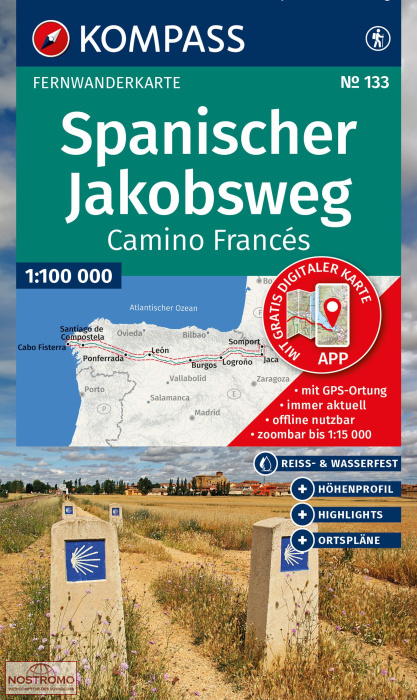 133 WAY OF ST JAMES | Kompass pilgrimage map