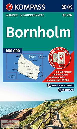 236 BORNHOLM | carte de randonnée Kompass