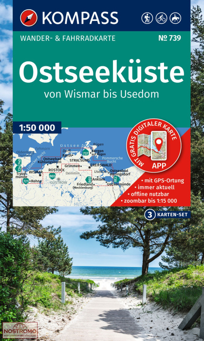739 OSTSEEKÜSTE - VON WISMAR BIS USEDOM | carte de randonnée Kompass