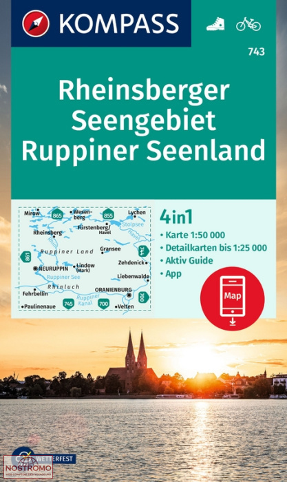 743 RHEINSBERGER SEENGEBIET - RUPPINER SEENLAND | Kompass hiking map