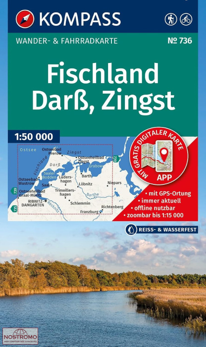 736 FISCHLAND - DARSS - ZINGST | Kompass hiking map