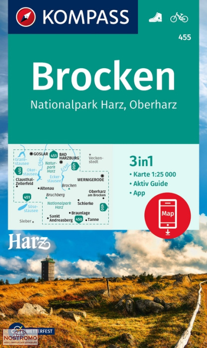 455 BROCKEN | carte de randonnée Kompass