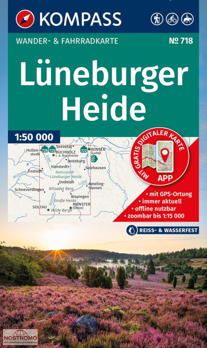 718 LÜNEBURGER HEIDE | carte de randonnée Kompass