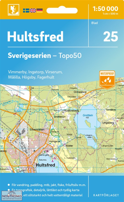 025 HULTSFRED | carte topographique Kartförlaget