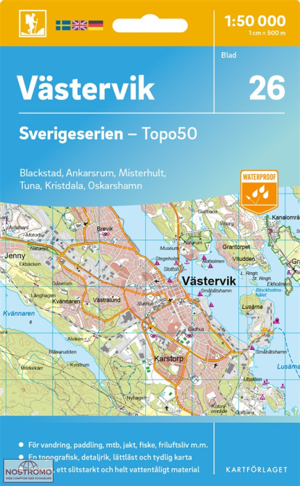 026 VÄSTERVIK | carte topographique Kartförlaget