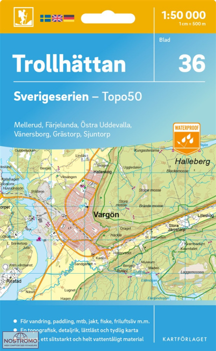 036 TROLLHÄTTAN | carte topographique Kartförlaget