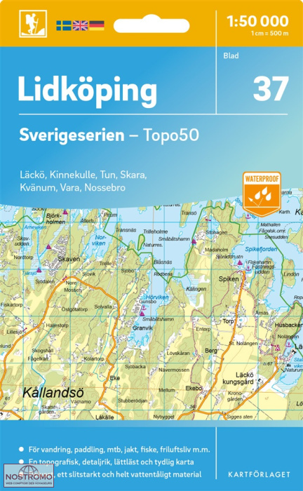 037 LIDKÖPING | carte topographique Kartförlaget