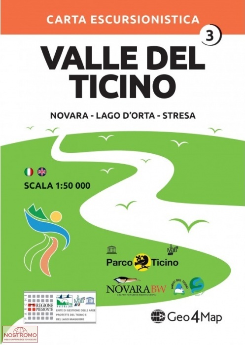 VALLE DEL TICINO 3 : NOVARA - LAGO D'ORTA - STRESA | carte de randonnée Geo4map