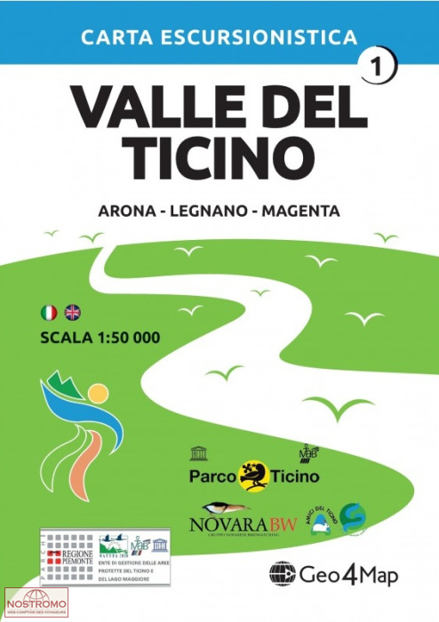 VALLE DEL TICINO 1 : ARONA - LEGNANO - MAGENTA 1 | carte de randonnée Geo4map