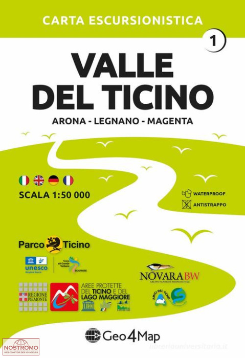 VALLE DEL TICINO 1 : ARONA - LEGNANO - MAGENTA | Geo4map hiking map