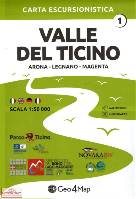 VALLE DEL TICINO 1 : ARONA - LEGNANO - MAGENTA 1 | carte de randonnée Geo4map