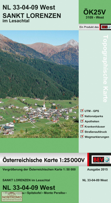3109-WEST SANKT LORENZEN IM LESACHTAL | carte topographique BEV
