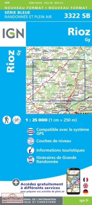3322SB RIOZ - GY | carte de randonnée IGN
