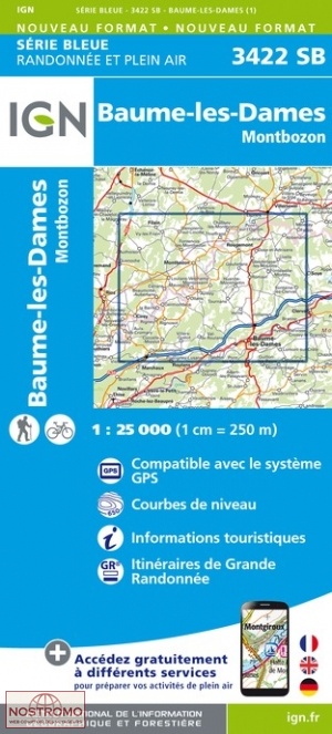 3422SB BAUME-LES-DAMES | carte de randonnée IGN