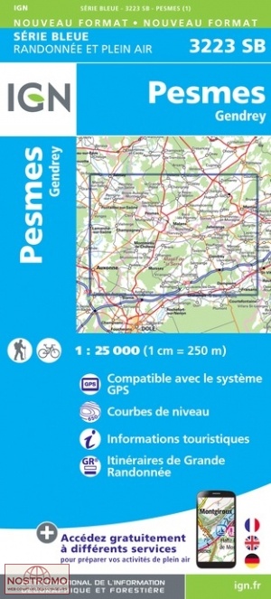 3223SB PESMES - GENDREY | carte de randonnée IGN
