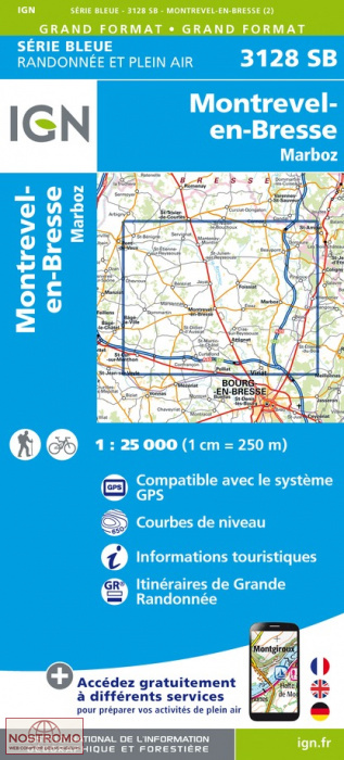 3128SB MONTREVEL-EN-BRESSE | carte de randonnée IGN