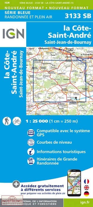 3133SB LA CÔTE-SAINT-ANDRÉ | carte de randonnée IGN