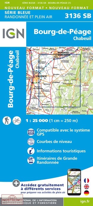 3136SB BOURG-DE-PÉAGE | carte de randonnée IGN