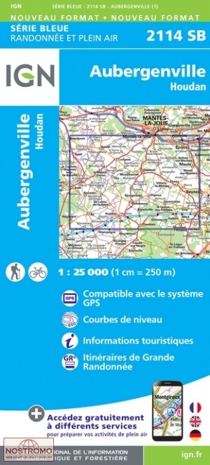 2114SB AUBERGENVILLE - HOUDAN | IGN hiking map