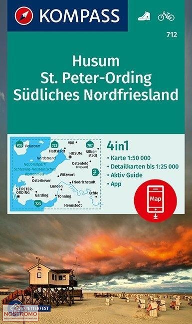 712 HUSUM - ST. PETER-ORDING - SÜDLISCHES NORDFRIESLA | Kompass hiking map