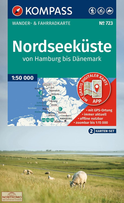 723 NORDSEEKÜSTE VON HAMBURG BIS DÄNEMARK | Kompass hiking maps