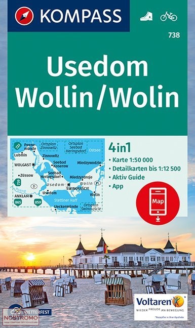 738 USEDOM - WOLLIN/WOLIN | carte de randonnée Kompass