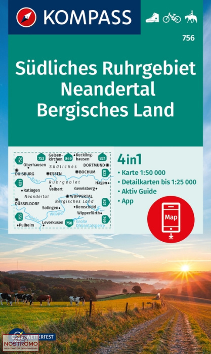 756 SÜDLISCHES RUHRGEBIET - NEANDERTAL - BERGISCHES LAND | Kompass hiking map