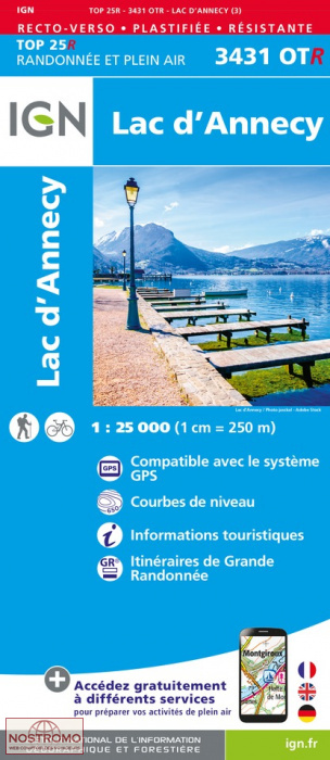 3431OTR LAC D'ANNECY | carte de randonnée IGN