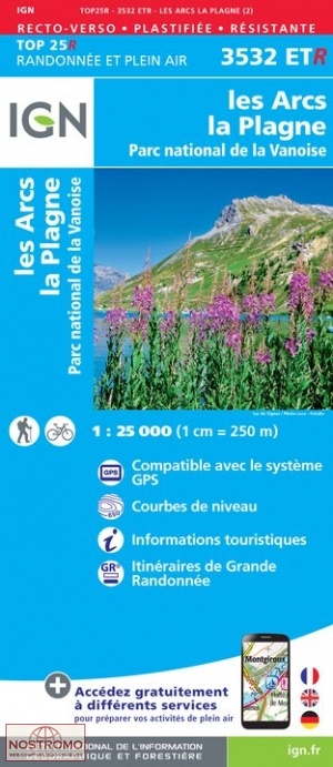 3532ETR LES ARCS - LA PLAGNE | carte de randonnée IGN