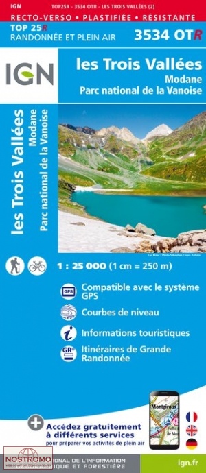 3534OTR LES TROIS VALLÉES | carte de randonnées IGN