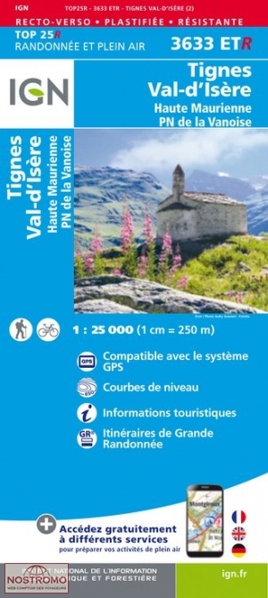 3633ETR TIGNES - VAL-D'ISÈRE | carte de randonnée IGN