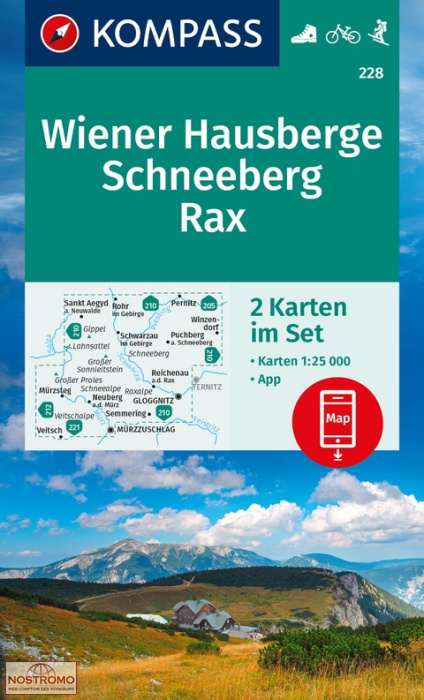 WIENER HAUSBERGE - SCHNEEBERG - RAX 228 | Kompass hiking maps