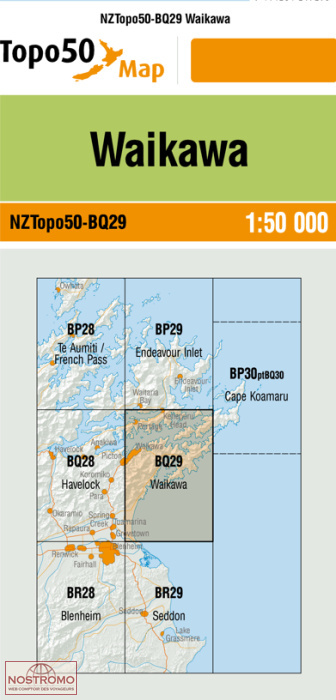 BQ29 WAIKAWA | carte topographique LINZ