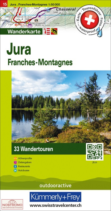 JURA - FRANCHES-MONTAGNES 15 | Hallwag/Kummerly+Frey hiking map