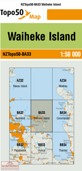 BA33 WAIHEKE ISLAND | carte topographique LINZ
