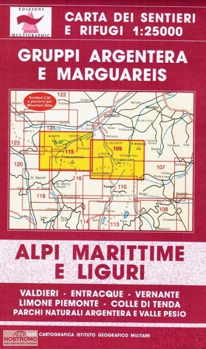 109/115 GRUPPI ARGENTERA E MARGUAREIS | carte de randonnée Multigraphic