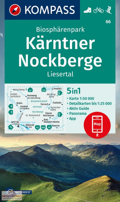 KÄRNTNER NOCKBERGE 66 | carte de randonnée Kompass