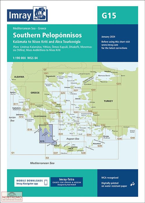 G15 PÉLOPONNÈSE SUD | carte marine Imray