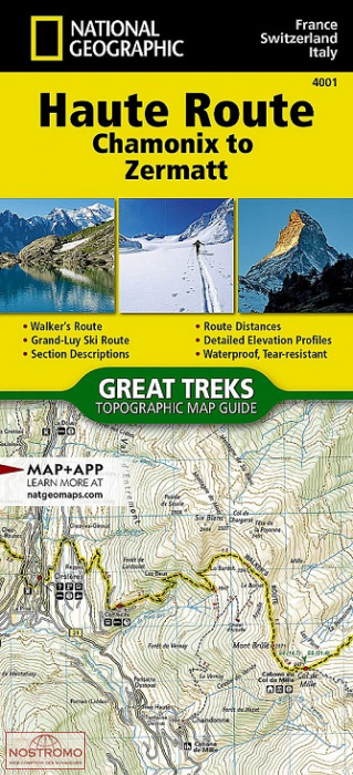 HAUTE ROUTE - CHAMONIX TO ZERMATT | National Geographic hiking mapguide