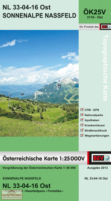 3116-OST SONNENALPE NASSFELD | carte topographique BEV