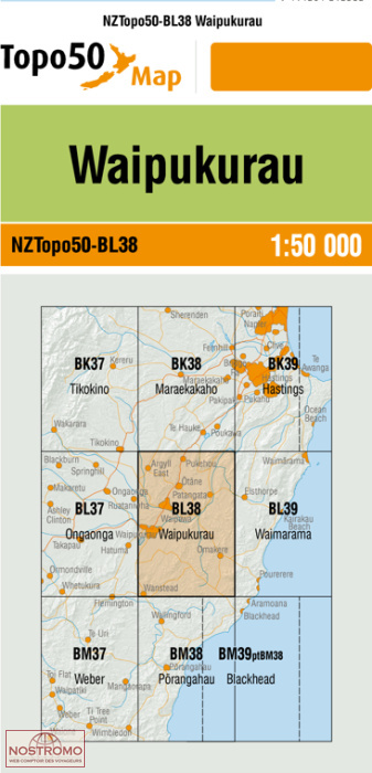 BL38 WAIKUPURAU | carte topographique LINZ