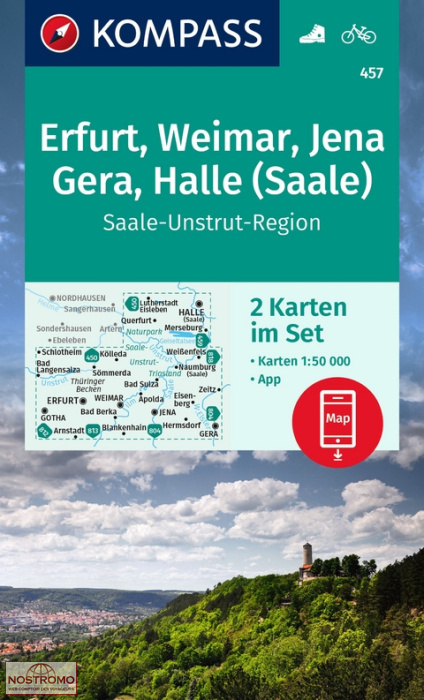 457 ERFURT - WEIMAR - JENA - GERA- HALLE (SAALE) | cartes de randonnée Kompass