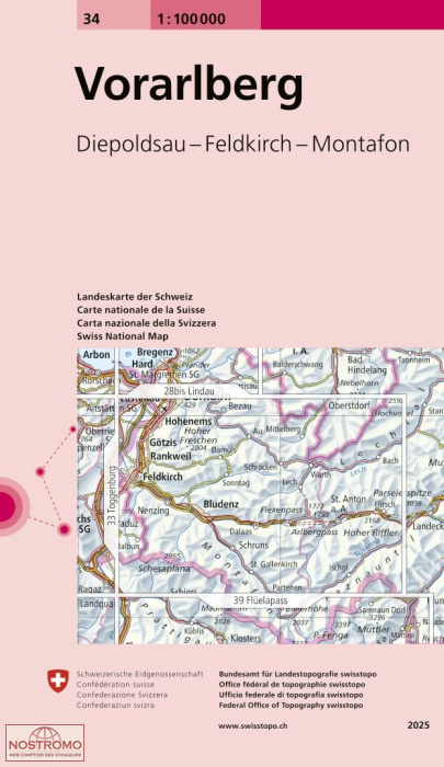 34 VORARLBERG - DIEPOLDSAU - FELDKIRCH - MONTAFON | Swisstopo topographic map